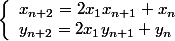 \left\{\begin{array}l x_{n+2} = 2x_1 x_{n+1} + x_n \\ y_{n+2} = 2x_1 y_{n+1} + y_n\end{array}\right.